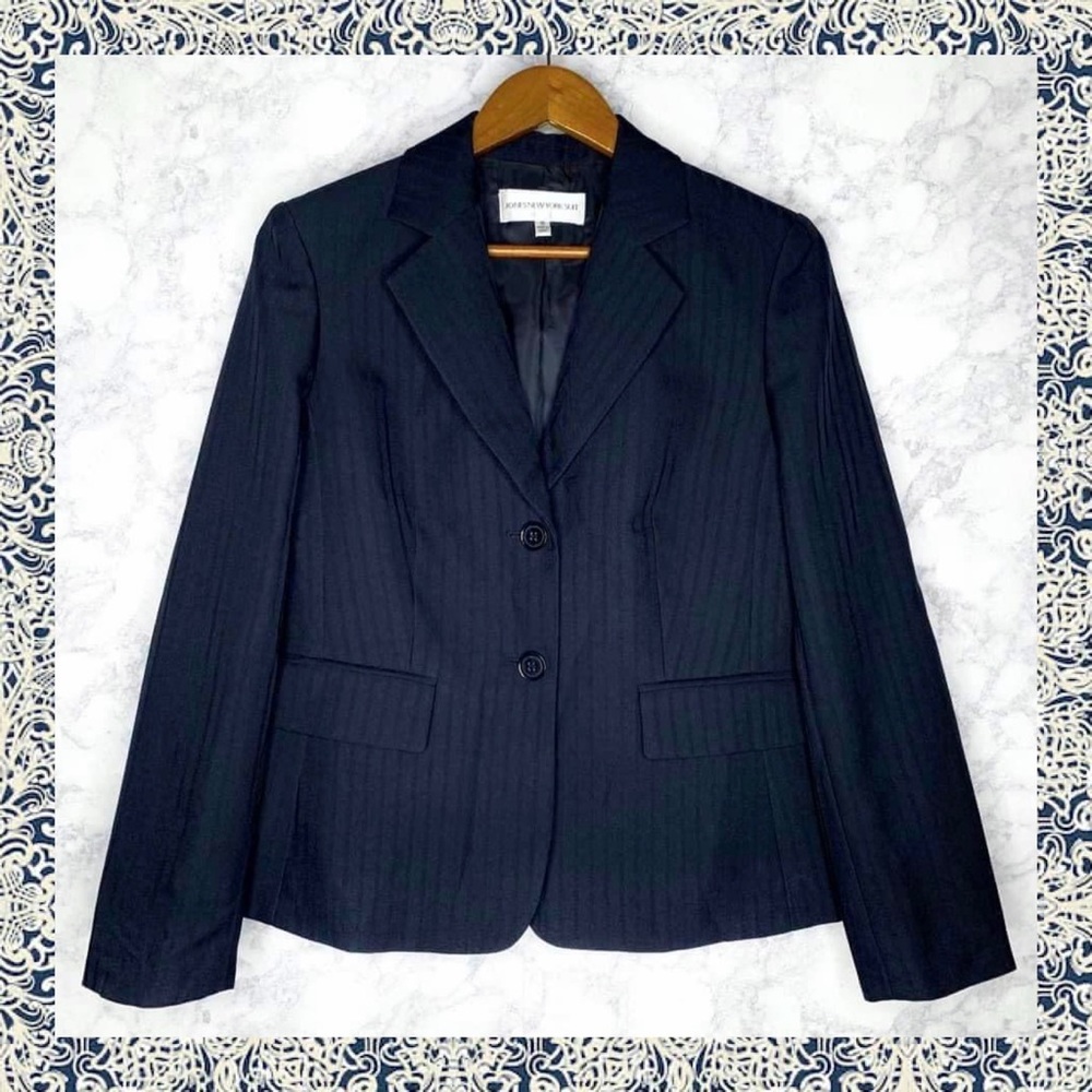 Jones New York 90s Navy Blue Pinstripe Blazer Women’s 10 - Picture 1 of 6